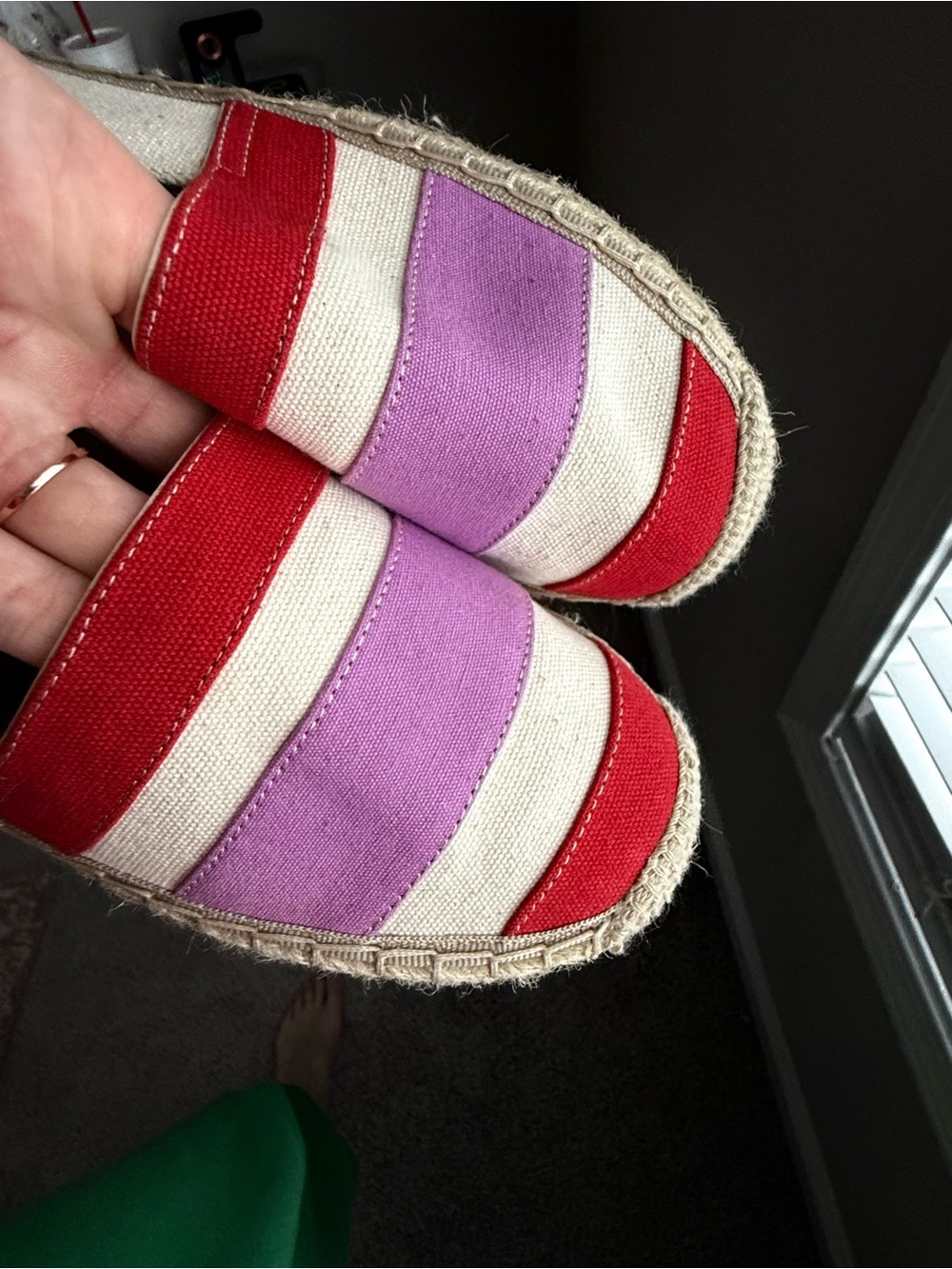 Women’s Banana Republic Red, Purple & Cream Striped Espadrilles